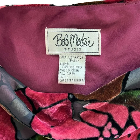 Vintage Bob Mackie Silk Blend Velour Floral Cowl Neck Top - Picture 10 of 10